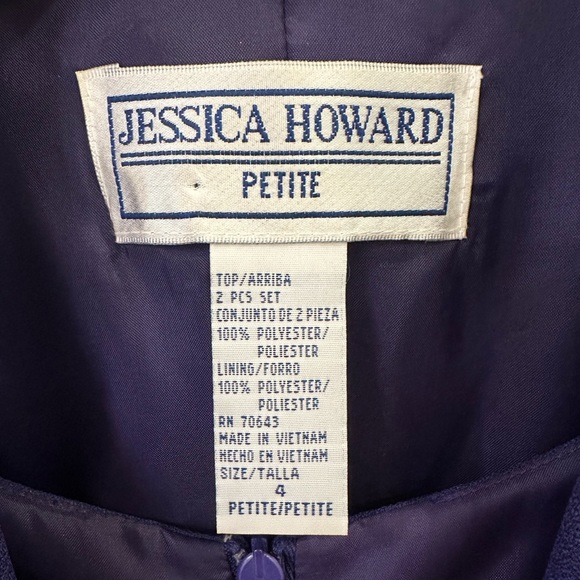 Jessica Howard 2 Piece Blazer Dress Set Size 4 Petite Sheath Dress Jacket Purple - Picture 3 of 16
